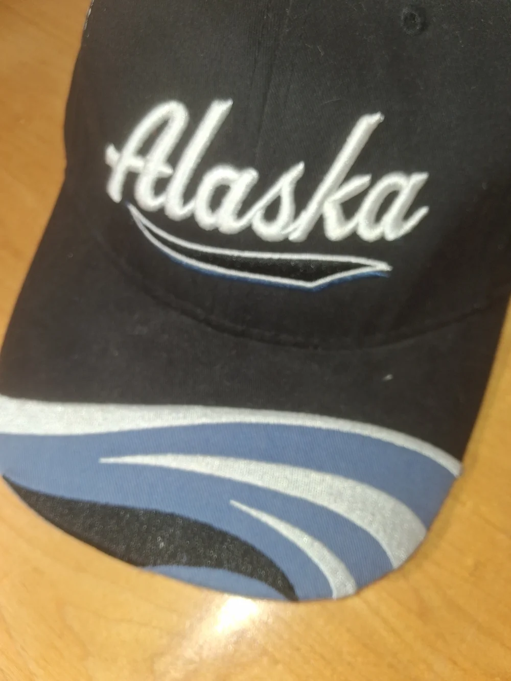 Kids Black Baseball Cap with Blue & Gray Accent